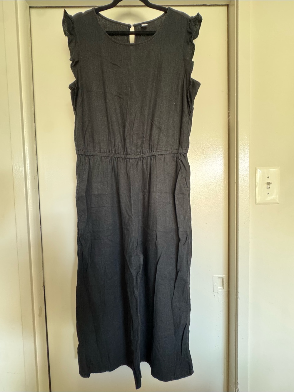 Old Navy Black Sleeveless Jumpsuit with Ruffle Shoulders